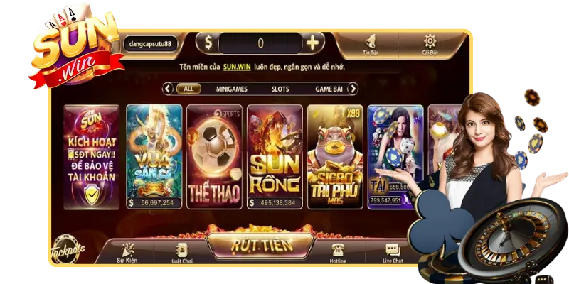 Giới thiệu giao diện chính thống của cổng game SUNWIN
