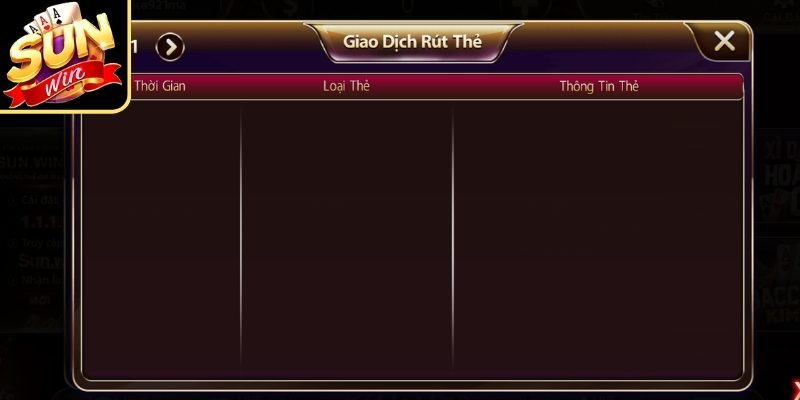 Các trạng thái rút tiền thường gặp trên Sunwin